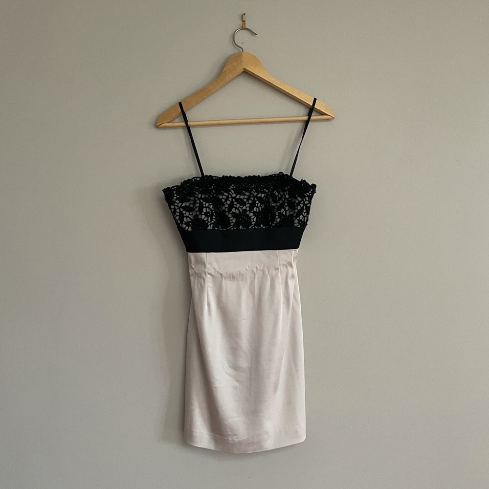 BCBG Black and Champagne Cocktail Mini Dress - Picture 1 of 7